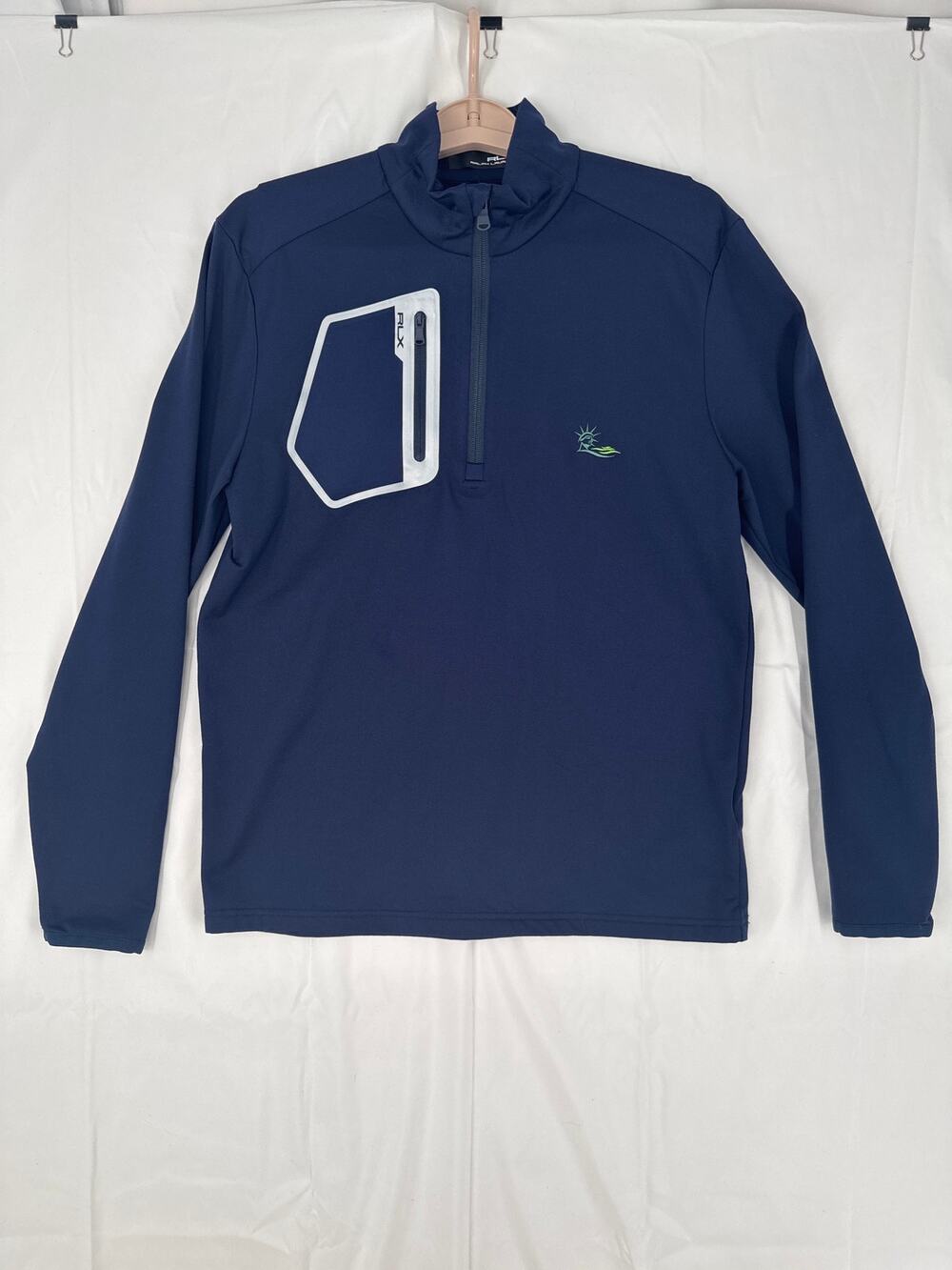 RLX Ralph Lauren Mens Navy 1/4 zip Pullover liberty national golf club size S